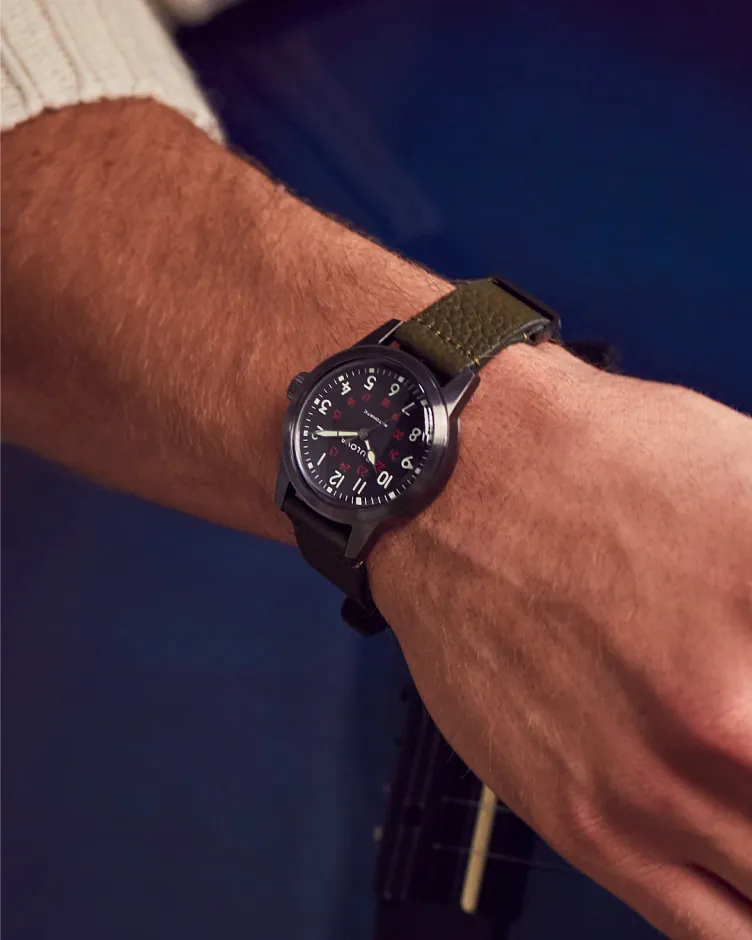 Black Dial Leather Strap Hack Watch 98A255 | Bulova Black Dial Leather Strap Hack Watch 98A255 | Bulova